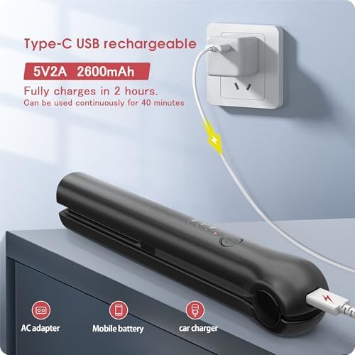 Cordless Hair Straightener Portable Travel Rechargeable Flat Iron, Fast Heating,Adjustable Temperature for Professional Straightening & Curling,Portable and Travel-Friendly (Black)