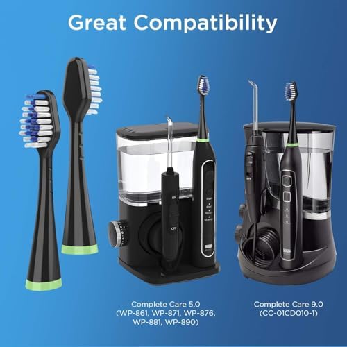 Brush Heads for Waterpik Complete Care 5.0/9.0 (4-Pack, Black)