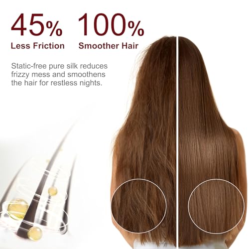 CAAIR Silk Bonnet for Sleeping, 22 Momme Grade-6A 100% Pure Mulberry Hair Care, Maintaining Hairstyles Overnigh, Elastic and Twist Knot Design,Hair Sleeping(1PC, Burgundy)