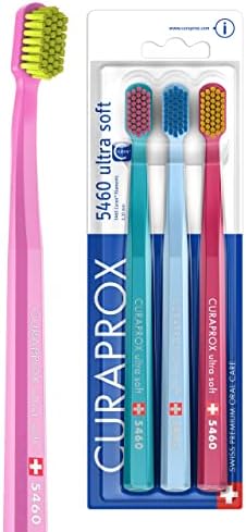 Curaprox CS 5460 Ultra-Soft Toothbrush – for Sensitive Teeth & Gums | Gentle Plaque Removal | 3-Pack |Random Colour