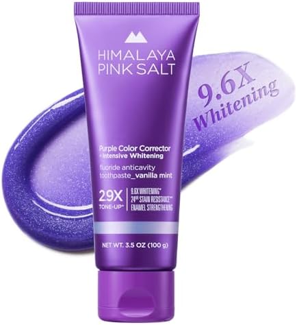 HIMALAYA PINKSALT Purple Whitening Toothpaste, 3.5oz - Deep Stain Remover Toothpaste, Helps Remove Tea and Wine Stains, Plaque Remover for Teeth, Tone Up with Fluoride, Vanilla Mint