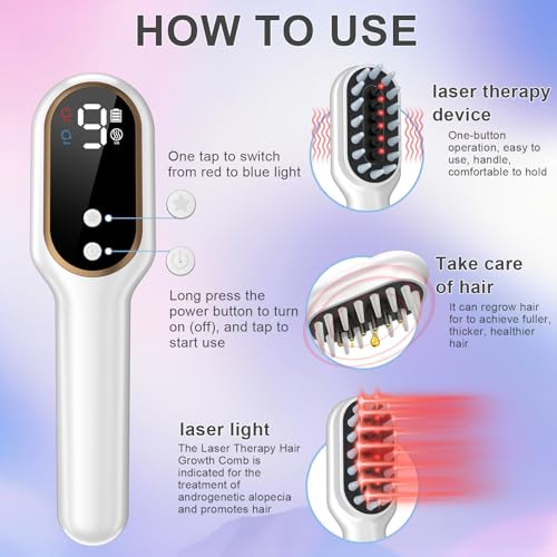 Laser Hair Growth Comb - Handheld Hair Growth Comb Device Promotes Hair Growth for Thicker, Healthier Hair