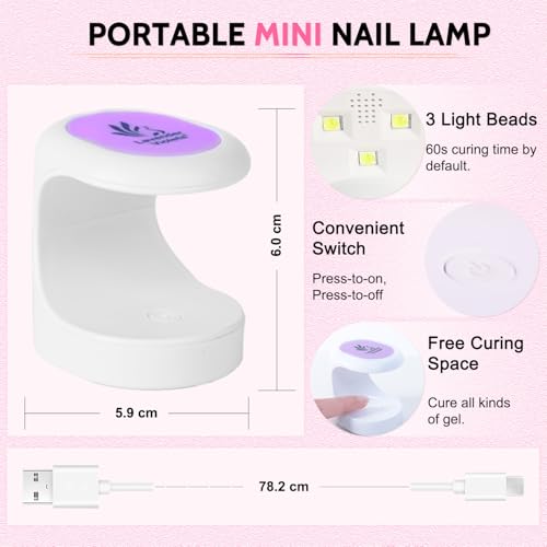 LAVENDER VIOLETS Gel Nail Kit 240 Pcs Short Almond Nail Tips Extension, 21 Gel Colors with Portable U V Light, Nail Glue Base/Glossy/Matte Top Coat for Women Girls VC17