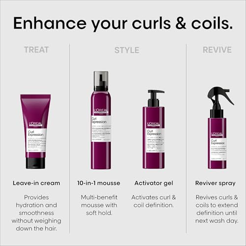 L'Oréal Professionnel Paris Curls Reviver For Curly and Coily Hair - Revives Curls With Frizz Control - Sulfate, Silicone, Paraben and Alcohol-Free