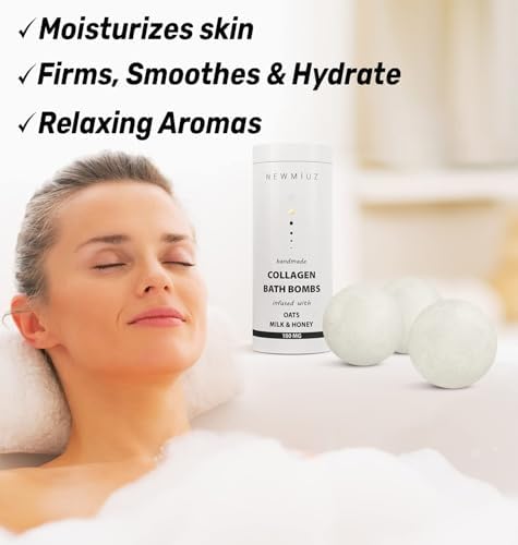 Creamy Collagen Bubble Bath Bombs with Oatmeal Milk Honey Essential Oils Luxurious Bath Gift Dry Skin Nourishment Indulge in A Blissful Bathing Spa