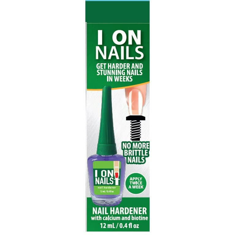 I On Nails Hardener with Calcium Biotin, Longer, Stronger, No More Brittle Nails Base Coat, Clear