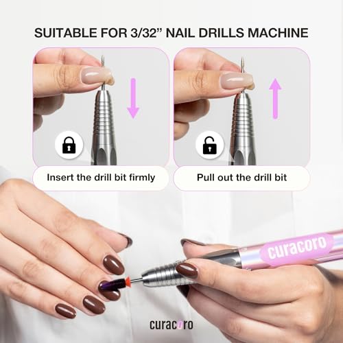 Curacoro Cuticle Nail Drill Bit 3/32'' - 1.2mm Flame Polygon Shape Bit for Professional Finish, Refine & Smooth Acrylic or Gel Nails, Nail Art Pedicure Manicure Salon & Home