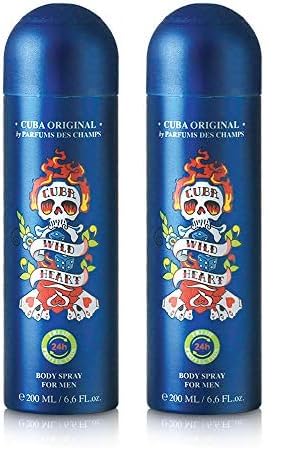 Cuba Original by Parfums Des Champs Wild Heart Men Body Spray 6.6 oz,I0101712 (Pack of 2)