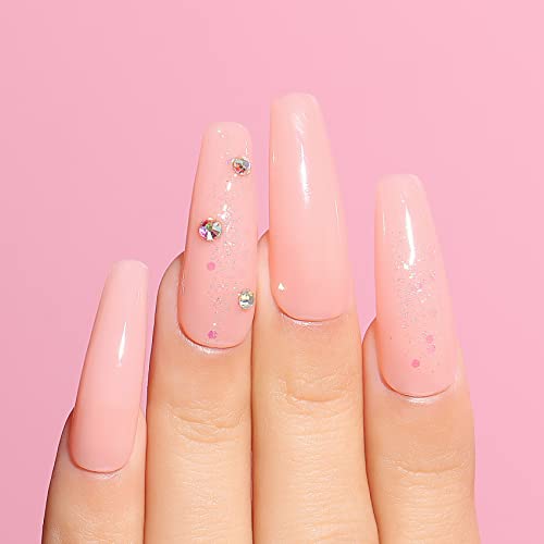 AIMEILI Hema Free Rubber Base Gel For Nails, Soak Off U V LED Clear Sheer Gel Nail Polish, 4 in 1 Nail Strengthen/Enhance/Base Coat/Color Gel Polish Set Of 6pcs X 10ml - Kit 44