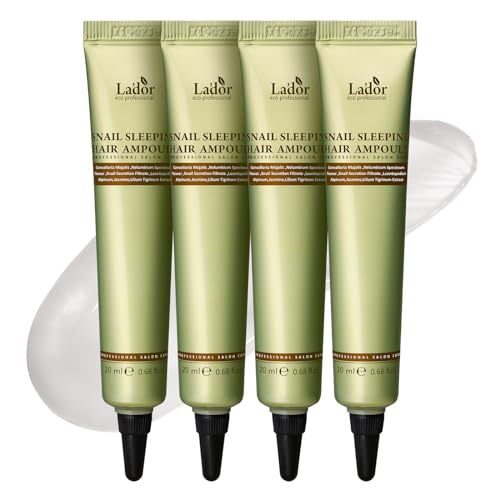 LA'DOR Snail Sleeping Hair Ampoule Serum - Intensive Overnight Leave-In Mask - Treatment for Frizzy Dry Damaged Thinning Hair Korean Haircare LADOR