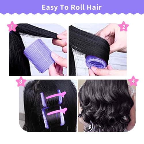 Hair Rollers Large Small 50PCS Set, 36PC Large Medium Small Hair Rollers for Volume Curlers with 12PC Clips 1 Tail Comb and 1 Folding Brush Comb for Short Medium Blowout Look Long Hair
