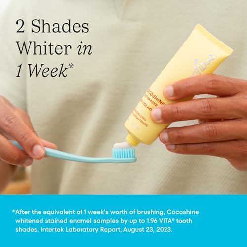 Cocoshine Whitening Toothpaste, Remineralize & Repair Sensitive Teeth, Fluoride-Free with n-HA, Kid-Friendly, Pina Colada, 3.4 oz