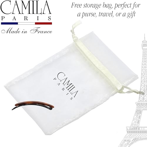 Camila Paris CP2250/2 French Hair Barrettes Clips for Women, Handmade, Girls Side Slide-in Barrette Clip, Hair Accessories for Women. Strong Hold No Slip Grip Fashion Durable Styling, Made in France