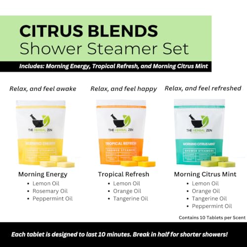 Bulk Shower Steamers with Essential Oils Combo Set by The Herbal Zen (3 Packs of 10 tablets, Value Set), Bulk Shower Bombs, Relaxation Gift for Women and Men, Birthday Gifts, Mothers Day Gift