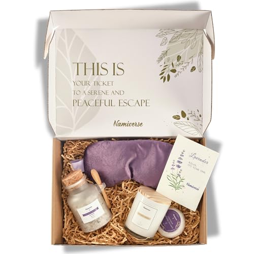 Lavender Bath Set for Women, Birthday Basket for Female, Mom, Sis, Girlfriend, and Best Friends, Spa Gifts Baskets for Women- Relaxation Present for female Friend