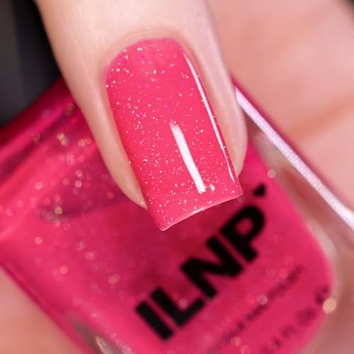 ILNP Gummy Bear - Vibrant Pink Holographic Jelly Nail Polish - Vegan, Cruelty Free, Non Toxic
