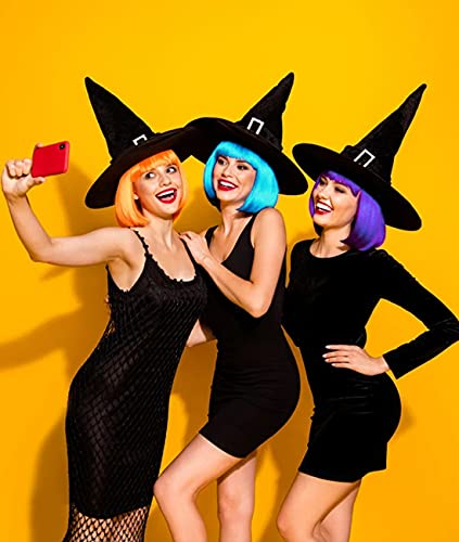 Colored Wigs 6 Pack, Short Bob Hair Neon Colorful Party Wigs for Women Girls Cosplay Costume Party Holiday Bachelorette Night Club (Orange,Red,Blue,Purple,Green,Hot Pink)