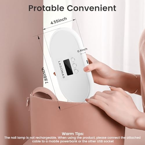 LASONAS UV LED Nail Lamp for Gel Polish 24W UV Light 3 Timer Setting Fast Drying Curing Mini Portable Cure Lamp for Gel Stickers and Strips Home Nail Care Salon
