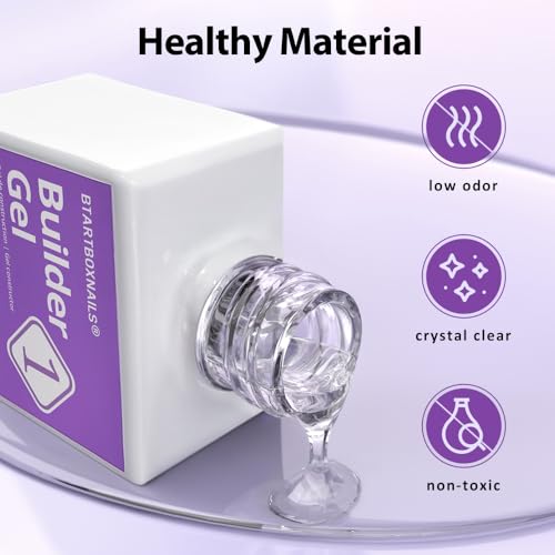 BTArtbox XCOATTIPS Builder Gel and Top Coat Set - 20g Solid Gel Glue with Portable Nail Lamp, No More French Tips Chipping, Long Lasting 30+Days French Protection Duo Nail Extension Tool