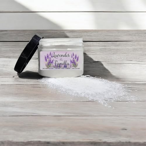 Lavender Vanilla Scented Talc Free Body Powder for Men, Perfume Dusting Powder for Women, Bath Powder with Fragrance & Essential Oil, 8oz Container, Stay Fresh