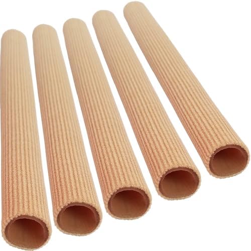 Chiroplax Toe Tubes Sleeves Protectors Cushions Fabric & Gel Lining Separator Tubing Finger, Bunion, Hammer Toe, Callus, Corn, Blister (5 Pack, Size Small)