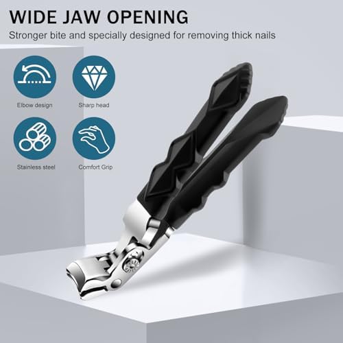 Clipmaster Pro Nail Clippers for Seniors, Clip Master Pro Toenail Clippers, Long Handled Ergonomic Curved Toenail Clippers for Seniors, Wide Jaw Thick Toenail Clipper Men Women, 2 PCS