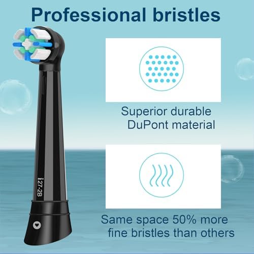 8PCS iO Replacement Heads Compatible with Oral B IO 2/3/4/5/6/7/8/9/10 Series Electric Toothbrush,Compatible with Oral B io Series Toothbrush Heads with Medium Bristles,Black