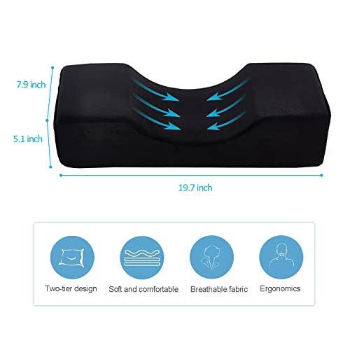 Comfortable Eyelash Extension Neck Pillow,Memory Foam Neck Contour Pillow for Sleeping Support,Beauty Salon Lash Grafting Pillow,Removable Black Velvet Cervical Pillow