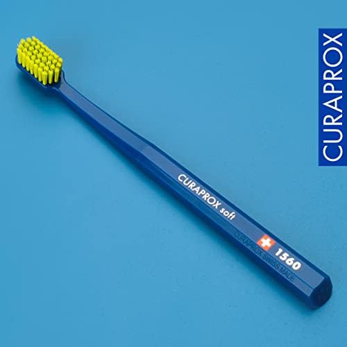 Curaprox CS 1560 Soft Toothbrush with Ultra-Fine Filaments & Compact, Slightly Angled Toothbrush Head for Improved Tooth & Gum Health, 3 Pack