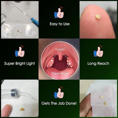 Airgoesin™ 6.75 inch Tonsil Stone Remover LED Tool Kit - 2 Sets, Oral Irrigation Syringe & Stainless Steel Pick, Tonsil Stone Removal Kit for Breath Freshening
