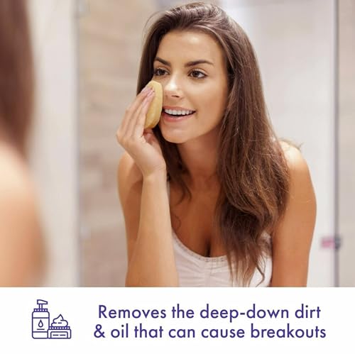 Buf-Puf Gentle Facial Sponge, Dermatologist Developed, Removes Deep Down Dirt & Makeup That Causes Breakouts and Blackheads, Reusable, Exfoliating, 3 Count