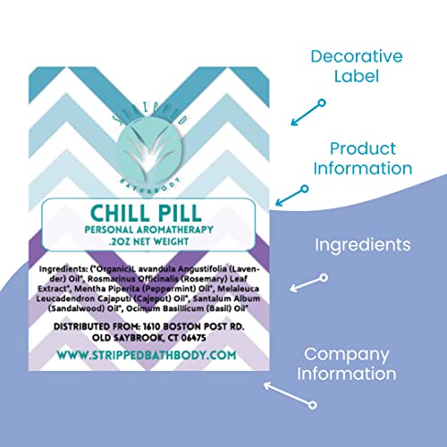 CHILL PILL 2PK Essential Oil Blend – Aromatherapy Tube with Lavender, Chamomile, Clary Sage – Soothing, Calming, Relaxing Fragrance – Stocking Stuffer