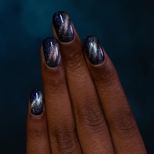ILNP Darkest Hour - Black-Based Blue Magnetic Shimmer Nail Polish - Vegan, Cruelty Free, Non Toxic