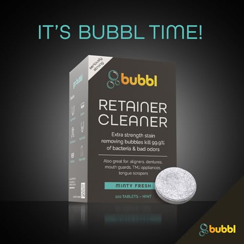 Bubbl 120 Tablet Retainer Cleaner for Invisalign Wire Retainer Cleaner Night Guard Cleaner and More Remove Odors and Stains for Cup or Ultrasonic Cleaners 4 Month Supply