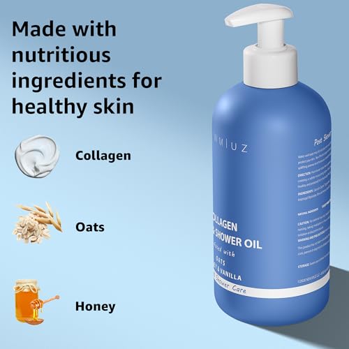 Collagen InShower Body Conditioner Natural Post Shower Care Moisturizer for Body Legs Nourishing Bath Oil Oatmeal Honey Vanilla Self care Spa Gift