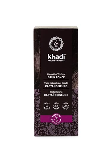 khadi DARK BROWN Natural Hair Color - Hair Color for deep, shiny dark brown to strong black brown - 100% herbal & natural - 3.5 oz