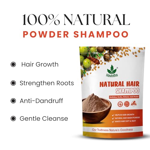 Havintha Natural Hair Shampoo with Amla, Reetha, Shikakai and Methi dana Powder for hair wash - 8 ounce | 0.5 pound | 227 grams (Pack of 1)