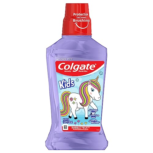 Colgate Kids Mouthwash, Unicorn, Bubble Fruit Flavor, Anticavity Fluoride Mouthwash, 16.9 Ounce (Pack of 6)