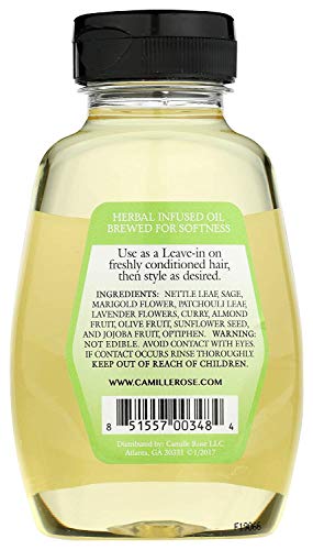 Camille Rose Herbal Tea leave in Hair Oil, with Jojoba and Lavender to Seal Moisture and Soften Strands, for all Hair Types, 9 fl oz