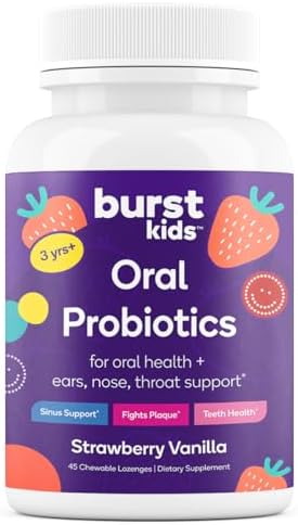 Burst Kids Probiotics (Strawberry Vanilla) | 45 Lozenges for Kids 3+ to Support Optimal Oral, Ear, Throat & Respiratory Health | 3 Billion CFUs | Safe Ingredients | Made in USA
