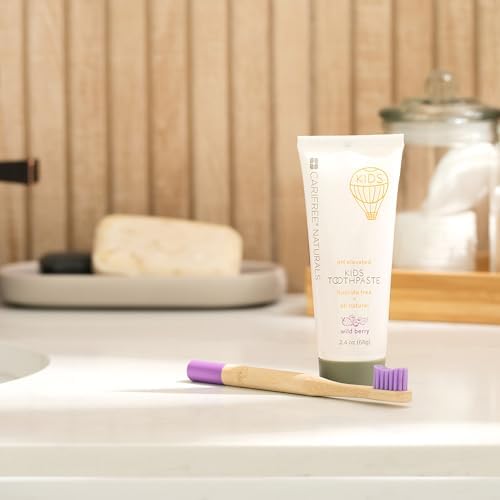 CariFree Naturals Kids Toothpaste | Fluoride-Free, 40% Xylitol, Organic Wild Berry Flavor, pH Elevated, Safe if Swallowed, Sugar-Free, 2.4 oz, Made in The USA