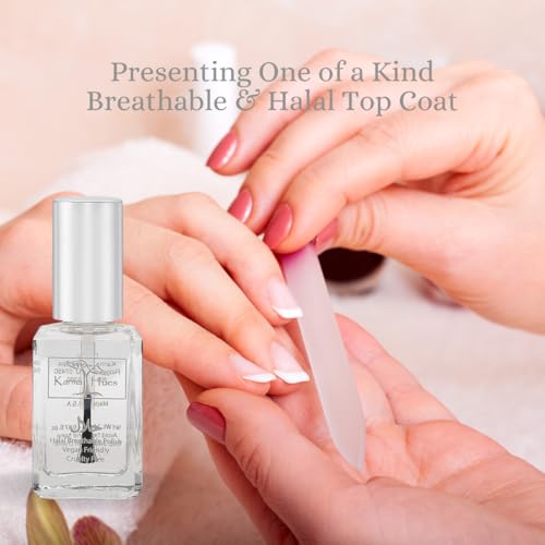 Karma Halal Certified Nail Polish- Truly Breathable Cruelty Free and Vegan - Oxygen Permeable Wudu Friendly Nail Enamel (Breathable Top Coat - ANASTASIA)