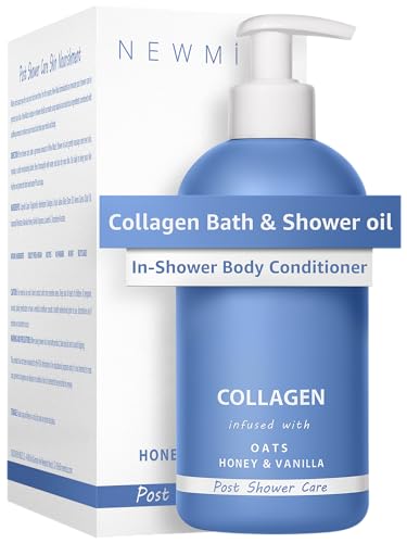 Collagen InShower Body Conditioner Natural Post Shower Care Moisturizer for Body Legs Nourishing Bath Oil Oatmeal Honey Vanilla Self care Spa Gift
