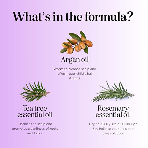 Kids Shampoo for Dry Scalp Care - Cleansing Sulfate Free Shampoo for Kids with Tea Tree Oil and Rosemary for Build Up and Dry Scalp Treatment - Scalp Moisturizer and Dry Scalp Shampoo for Flakes