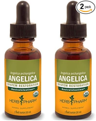 Herb Pharm Certified Organic Angelica Root Liquid Extract for Digestive Support, 1 Fl Oz (Pack of 2)