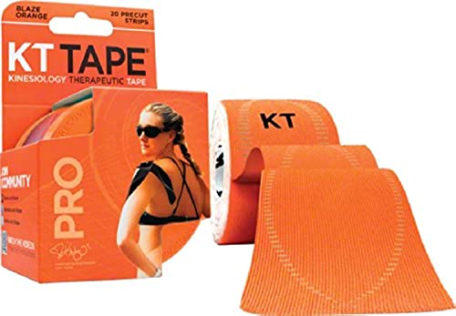 KT Tape, Pro Synthetic Kinesiology Athletic Tape, 20 Count, 10” Precut Strips, Blaze Orange