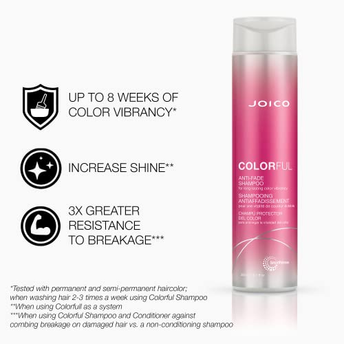 Joico Colorful Anti-Fade Shampoo and Conditioner Set | Preserve Hair Color | Long-Term Vibrancy | For Color-Treated Hair