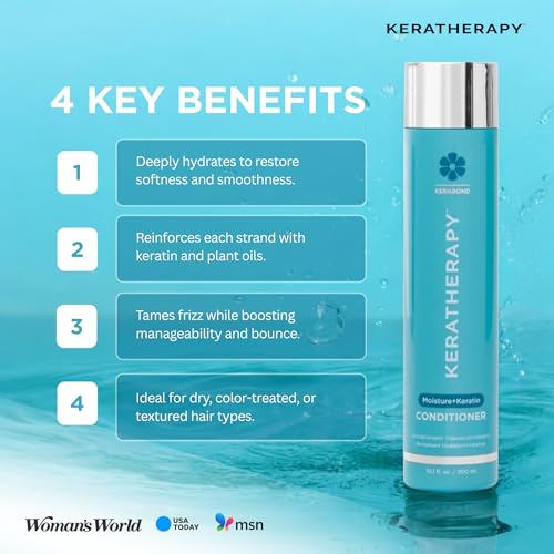 KERATHERAPY Keratin Infused Moisture Conditioner, 10.1 fl. oz., 300 ml - Hydrating & Moisturizing Conditioner for Dry or Damaged Hair with Collagen, Jojoba Oil, & Kerabond Technology - Sulfate Free
