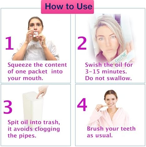 CocoPull - Organic Oil Pulling 14 Packets/Sachets with Coconut and Peppermint Oil for Healthy Teeth, Gums, Bad Breath Remedy. Natural Teeth Whitening.