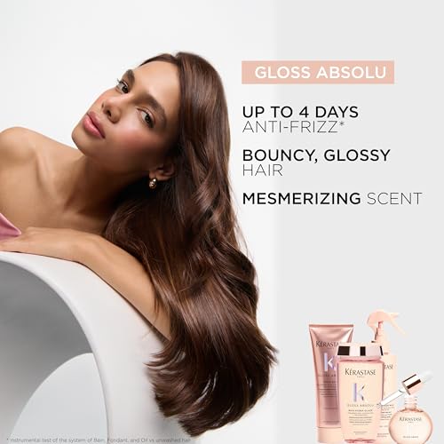 Kerastase Gloss Absolu Anti-Frizz Glaze Milk - Instantly Detangles, Hydrates & Smooths, Eases Blow-Dry, Absorbs Frizz & Fly-Aways, Protects from Heat & Humidity, For Long Hair